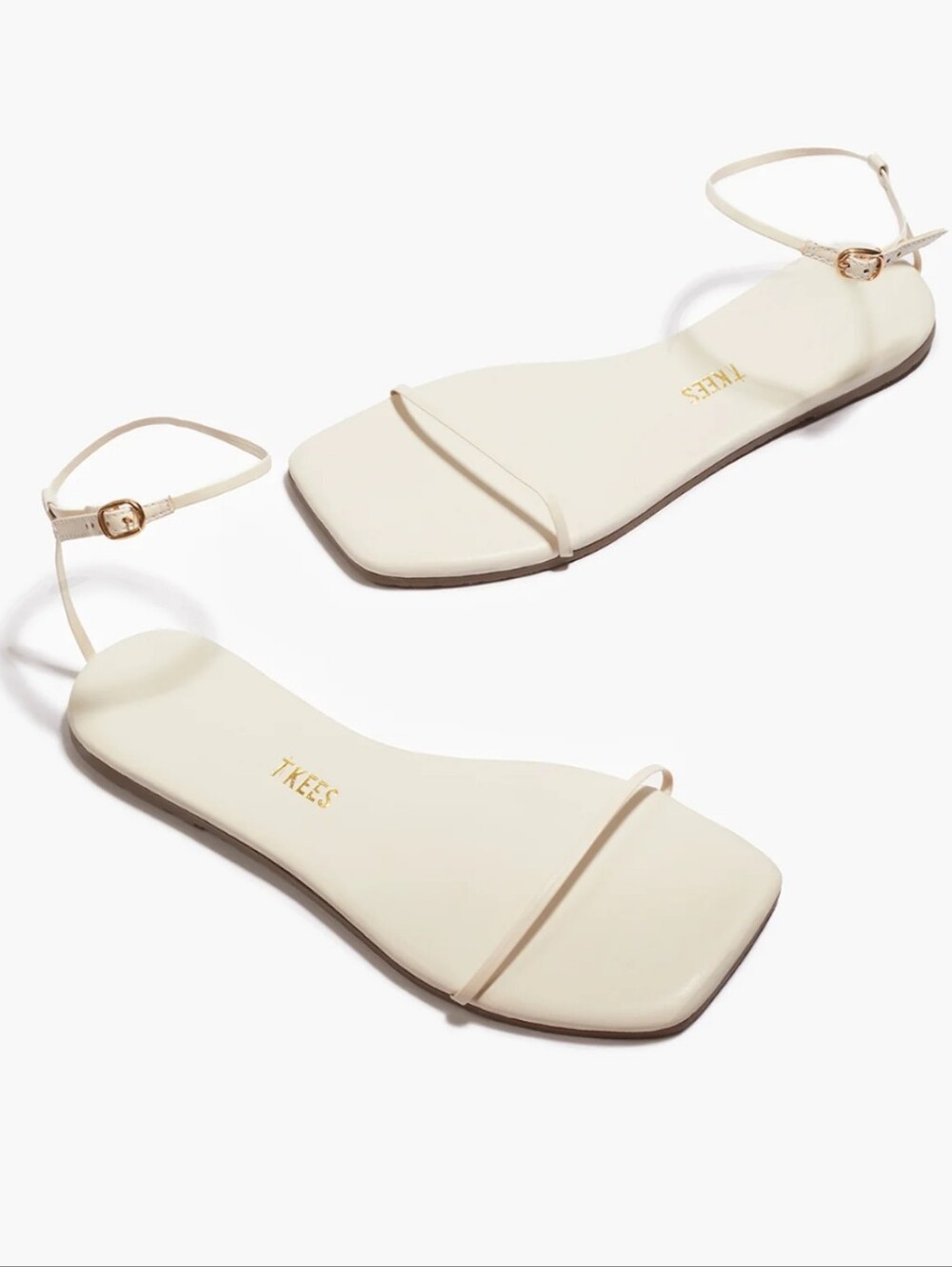 TKEES Twiggy Square Toe Crea Slim Ankle-Strap Sandal NWOT
